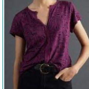 Anthropologie Pilcro split neck T-shirt